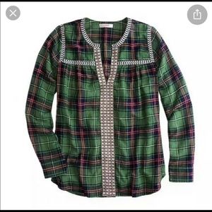 J Crew Embroidered Peasant Top